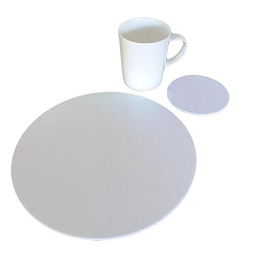 Super Cool Creations Round Placemat And Coaster Set, White - 4 Placemats and 4 Coaster - Large