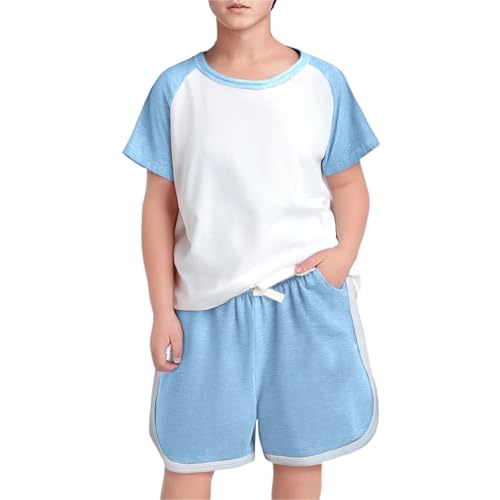 Little Boys Girls Pyjamas Sets Polychrome Cowl Neck Tops and Adjustable Elastic Waist Shorts 2Pcs Summer 𝗣j𝐬 for Kids