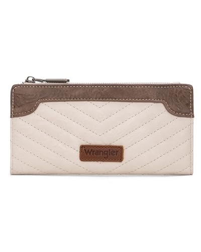 Image of Montana West Wrangler Women's Wallet Travel RFID Wallet Womens Slim Bifold Wallets, Card Cases & Money Organizers White Wallets for Women Ladies Female with Smooth Zippers