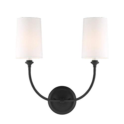 Libby Langdon's Sylvan 2 Light Black Forged Sconce - Great for Reading, Gallery Accessories, Decoration, Farmhouse, Front Porch Light, Headboard Light - Modern Wall Lights - Wall Mounted