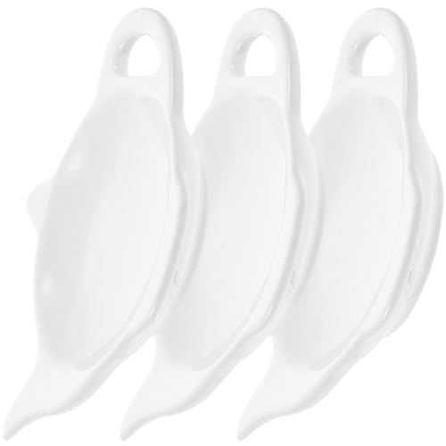 Mipcase Soporte para Bolsitas de Té de Cerámica Blanca Plato Grande para Reposo de Cucharas y Restos de Té Juego de 3 Piezas Adecuado para Hogar Restaurantes