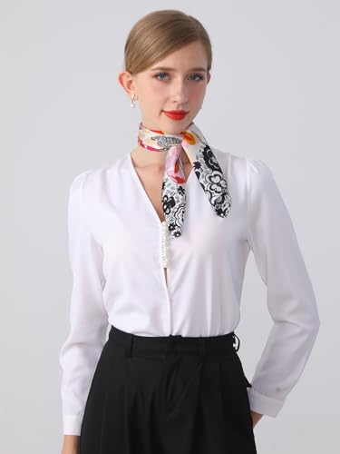 100% Mulberry Silk Scarf 21x 21inches Women's Small Square Scarf for Night Sleeping (Flowers)2