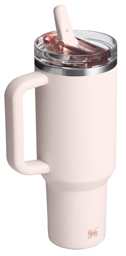 Stanley Quencher ProTour Flip Straw Tumbler with Leakproof Lid 40 oz | Built-In Straw & Handle | Cupholder Compatible for Travel | Insulated Stainless Steel Cup | BPA-Free | Rose Quartz Solid