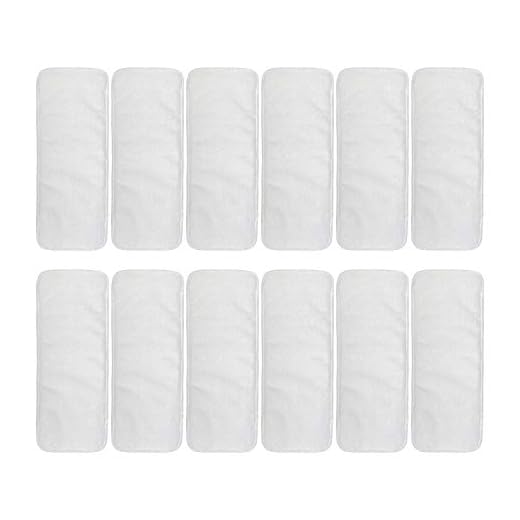 ALVABABY 12pcs Microfiber Inserts,Soft Cloth Diaper Liner,3-Layer Absorbent Inserts,Reusable Liners for Baby Cloth Diapers 12TA