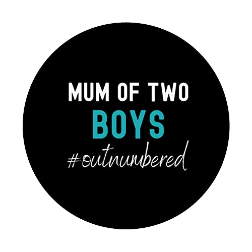Mum Of Boys Outnumbered Funny Mother's Day Mum Of Two Boys PopSockets Swappable PopGrip, Black - Image 3