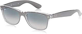 Ray-Ban RB2132 New Wayfarer Sunglasses, Brushed Gunmetal On Transparent/Grey Gradient, 55 mm