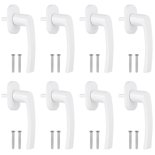 AUTOUTLET Fenstergriff Aluminium, 8 Stück Fenstergriff weiß Fensterschloss Balkontürgriff ohne Schließzylinder, in Stiftlänge 35mm, Türgriffe für Fenster, Terrassentüren und Balkontüren
