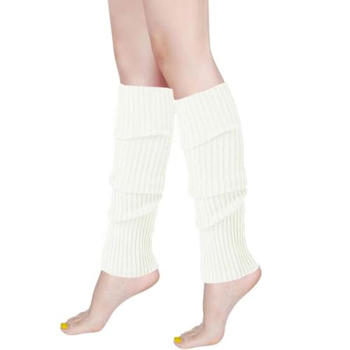 Image of FZBNSRKO Women Girls 80s Knit Leg Warmers Ribbed Long Leg Warmers for Party Sports Accessories