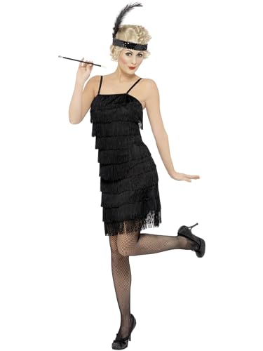 Robe flapper à franges Smiffys costume rétro fluide avec plume en L