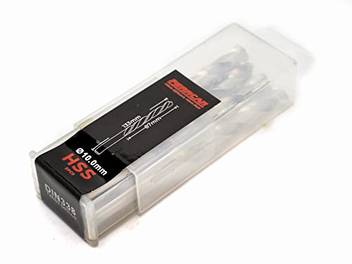 HSS Metallbohrer M2 DIN 338 für Metall, speziell für Eisen, Kohlenstoffstahl, Gusseisen, Aluminium usw. (Packung mit 5 Stück pro Größe) (10mm)