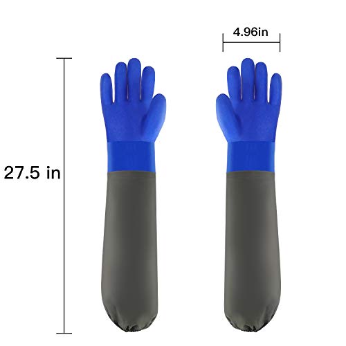 Mumuke Extra-Long 28" Rubber Gloves, Chemical Resistant Gloves Pvc Reusable 1 Pairs #TOP1