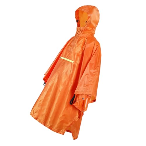 Hooded Rain Poncho, Waterproof Rain Jacket Poncho, Long Hooded Raincoat, Lightweight Unisex Hiking Hooded Raincoat Jacket, with Reflective Strip, for Outdoor Activities (Orange)4