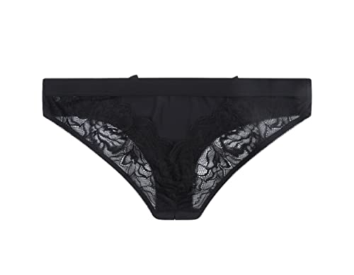 Verano Women's Crotchless Underwear Lace band Briefs Panties Silky Bikini