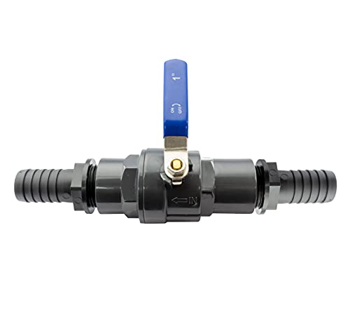 Premium Flow Control Valve for layflat of Corrugated Pond Hose,Stainless Steel Interior Parts + Handle,Ideal for Pumps,Waterfall,Filters and Water Features,Complete with hosetails (12.5mm)