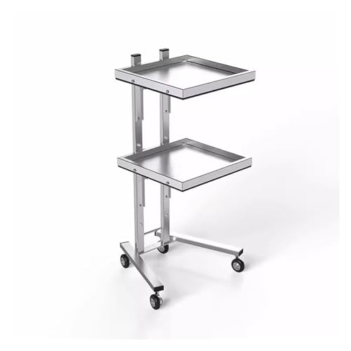 Carrito rodante de acero inoxidable con ruedas, soporte de almacenamiento de 3 niveles para salón de belleza, cocina y hogar, bandeja de metal duradera (color: plateado)