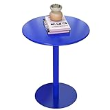 Mesa de Bar pequeña, Alta y Redonda, Mesa de cóctel con Tablero y Base de Metal, Mesa Auxiliar Multifuncional para Pub, Bar, Comedor, bistró, cafetería, Patio, Exterior, Azul (40 x 40 x 50 c