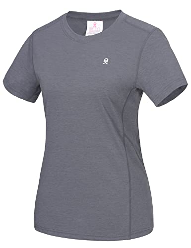 Little Donkey Andy Women's Short Sleeve Quick Dry T-Shirt Sun Protection Workout Stretch Basic Tops Tee (Steel Gray Xs) #TOP9