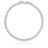 SanThree Solid Pure Titanium Cuban Link Bracelet 3.5mm Finely Polished Skin Friendly Shinny Curb Chain Bracelets for Women Men Sensitive Skin Valentines Birthday Gifts, 7.87'