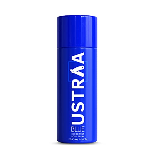 Ustraa Blue Deodorant for Men – 150ml – Cool, Aquatic Fragrance | Boosts freshness | Fights Bad Odour, Prevents Itching & Irritation with Aloe Vera | Skin Friendly