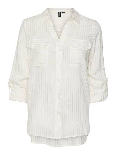 VERO MODA VMBUMPY LS Camiseta Lurex WVN GA Noos, Blanco/Rayas: Dorado Lurex, M