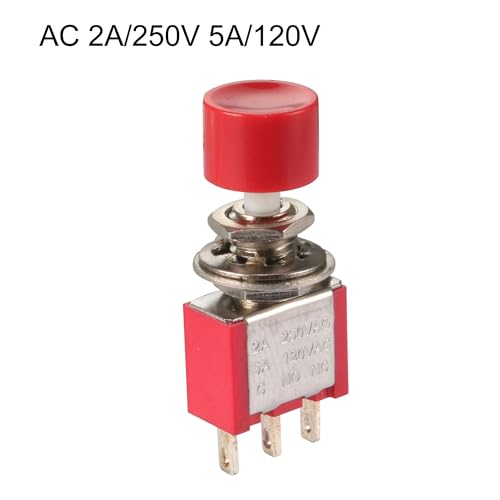 Sourcing Map A11032900UX0486 Uxcell Ac 2A/250V 5A/120V 3 Pin Spdt Momentary Push Button Pushbutton Switch 1 No 1 Nc thumb #1