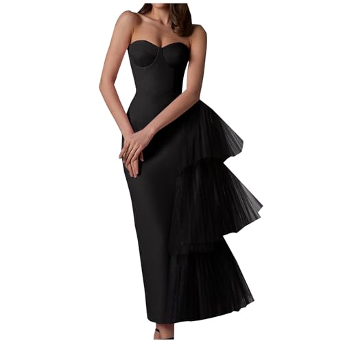 white christmas dresses High-Low Tulle Evening Dress with Deep V Neck & Sequin Appliques