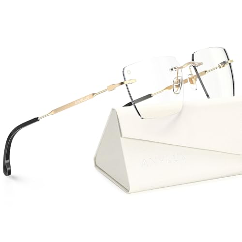 Image of ANYLUV Rimless Blue Light Glasses for Women /Men, Fashion Lightweight Blue Light Blocking Glasses with Stylish Metal Temples