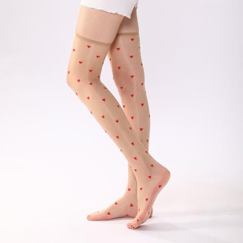 Sexy Shiny Heart Patterned Thigh High Stockings for Women, Over Knee High Stockings, ShimmerTights for Women