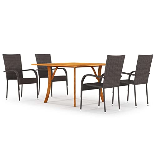 LAPOOH Ensemble de Salle à Manger de Jardin 5 pcs Marron,Ensemble de Salle à Manger,Salle à Manger Extérieur,Salons de Jardin