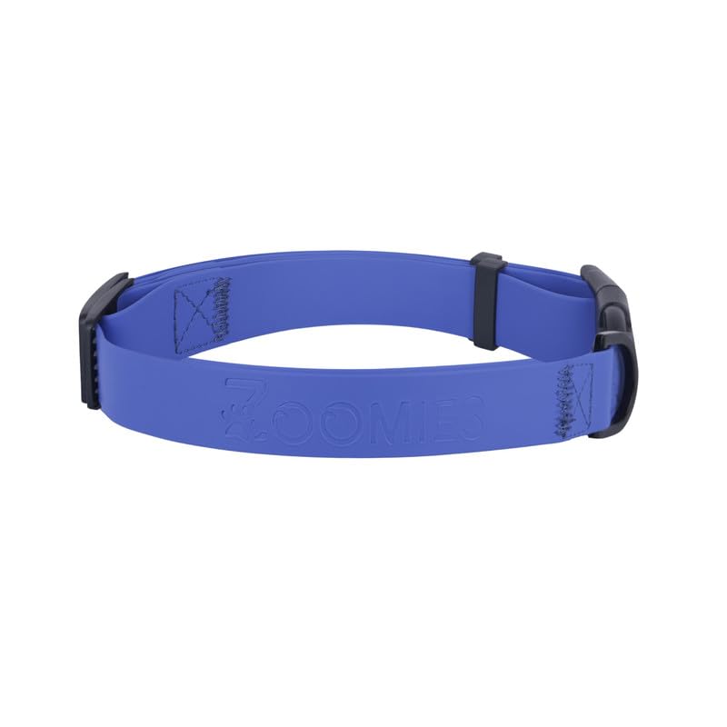Image of Zoomies Dogs Unisex Biothane Waterproof Collar with Quick-Release Buckle and Metal D-Ring for Outdoor Adventures and Everyday Use - Odour-Free & Easy to Clean -Blue (ZBBC000L)
