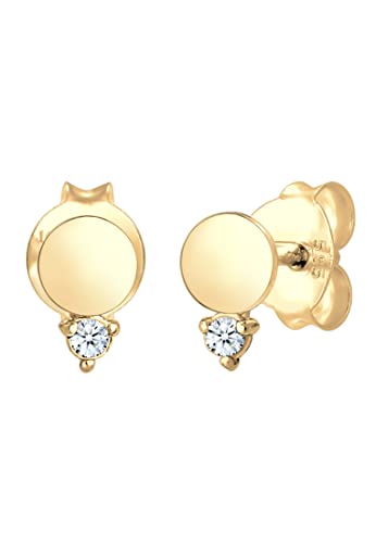 Boucles d'oreilles cercle avec diamant 0.03 ct. or jaune 585 pour femmes