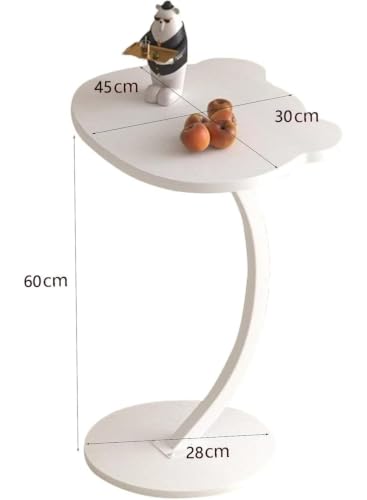 Image of Side Table Stands Couch Side, Swivel TV Tray Table, C-Shaped End Table, Small Center Table for Home Office for Bedroom, Living Room | Closet with Dustproof Door (Oval White Marble)
