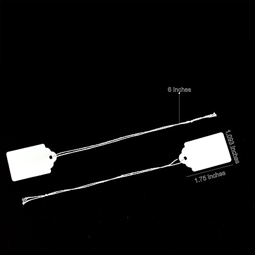 Brothersbox Price Tags With String Attached, 1000Pcs White Marking Merchandise Strung Tags Writable Label Hang Tags For Pricing Gift Jewelry Clothing Yard Sale Garage Supplies 1.75 X 1.093 Inch #TOP2