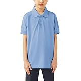 Dickies Big Boys' Short Sleeve Pique Polo Shirt, Light Blue, Large (14/16)