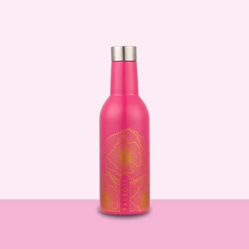 Image of CLAY CRAFT VACBOTT Ivy Wine Gold Double Walled|18 Hours Hot and 24 Hours Cold Water Vacuum Insulated Flask Bottle|1 Pcs|1000 ml Water Bottles|Travelling|BPA-Free|BIS Certified|1Year Limited Warranty