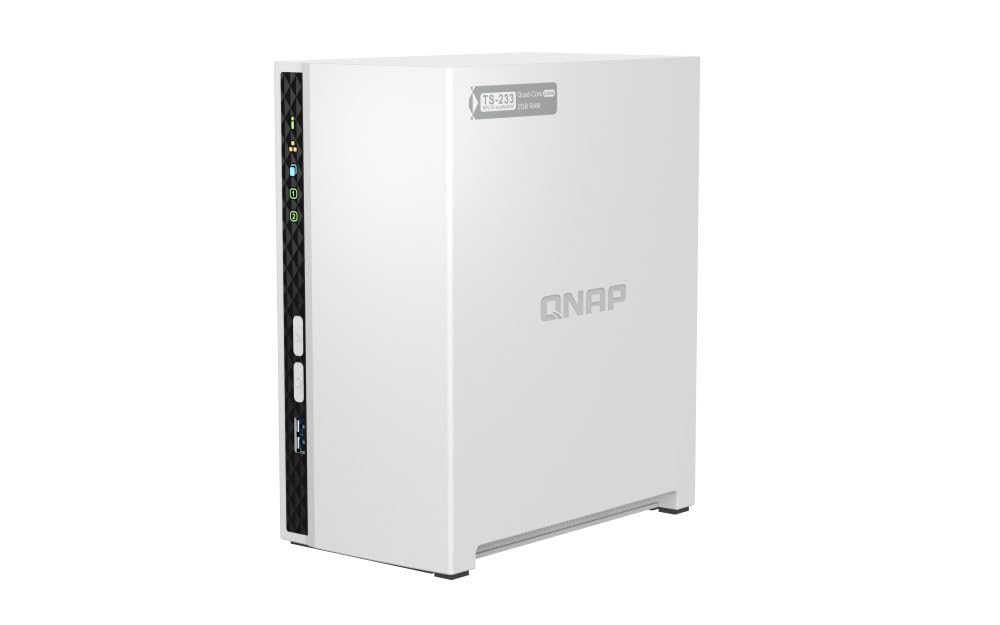 Qnap TS-233 ARM 4 core Cortex-A55 2,0 GHz, 2 GB onboard (non espandibile), pacchetto da 4 TB con 2 dischi rigidi da 2 TB