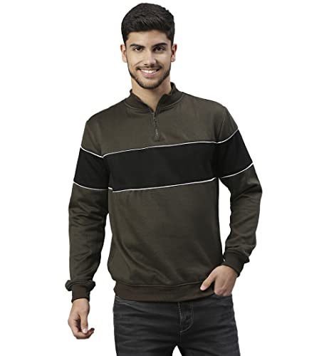 Image of Dennis Lingo Men's Poly Cotton Sweatshirt - High Neck, Full Sleeves and Regular Fit, Casual Winter Wear for Men