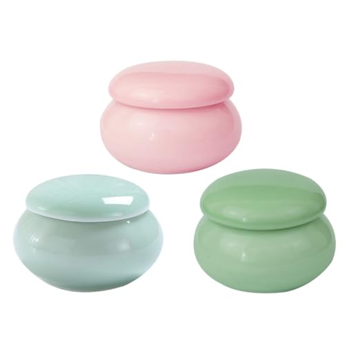 CIMAXIC Juego de 3 Envases de Cerámica para Bálsamo Labial y Brillo de Labios, Organizador de Cosméticos Ligero Adecuado para Viaje y Negocios Color Aleatorio
