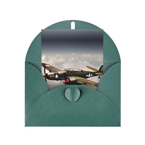 FKGKDF Tarjeta de felicitación impresa con diseño de avión de la Segunda Guerra Mundial, 2 estándar, escala 2_00x, papel perlado con sobre, para Navidad/cumpleaños/día de San Valentín