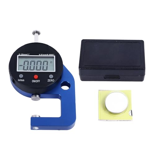 Electronic Thickness Meter with 0.0005in Resolution, Portable Digital for Precise Measurement, Made of Durably Aluminum Alloy, Includes Plastic