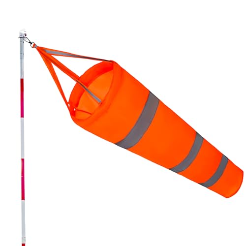 Wind Socks for Outside, 30 Inch Heavy Duty Wind Direction Indicators with Reflective Belt Waterproof Rip-Stop Hanging Windsock Flags for Outdoors Airport Farm Park Yard (Orange Reflective)