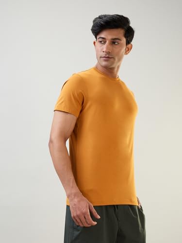 Image of Raymond SleepZ Regular Fit Cotton Modal Blend Solid Pattern Round Neck Loungewear T-Shirt