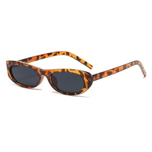 Lunettes de soleil rectangulaires rétro pour femme avec monture étroite noir chic
