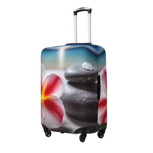 Travel Luggage Cover for Suitcase Tsa Approved, Washable Elastic Suitcase Protector, Tropical Flower and Zen Stone Suitcase Cover Anti-scratch Baggage Cover Fits 22-24 Inch Luggage Sleeve X-Large2