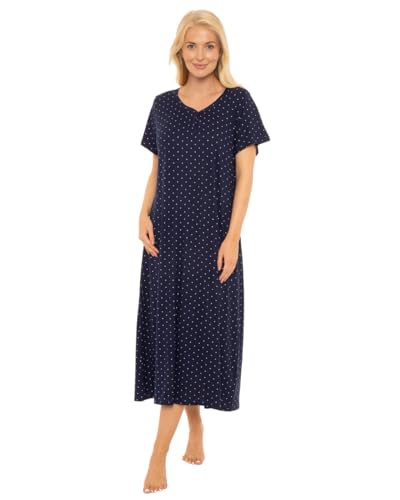 Suzy & Me Ladies Long Plus Size Luxury Soft Touch Jersey Nightshirt (NAVY 22-24)