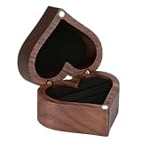 de madera para anillos con forma de corazón, joyero vintage de madera maciza, pequeño soporte portátil para anillos para ceremonia de boda, día de San Valentín y aniversarios, compromiso