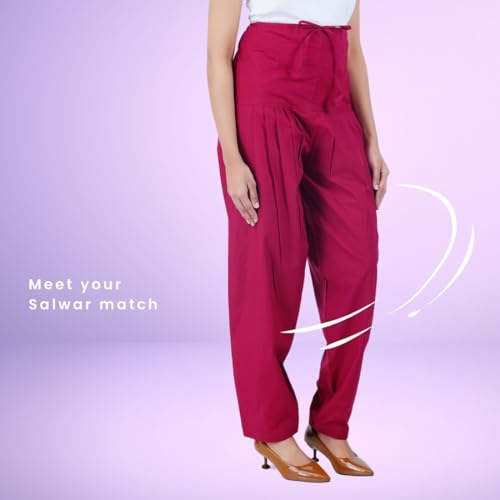 Image of Happy Bunny Salwar Pant - Modern Style Pure Cotton for Women - Ethnic Semi Patiala Trouser - Office,Home - All Day Comfort Wear with Drawstring