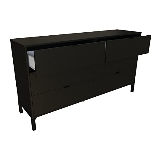 COMODA FALKK QUEENS 6 GAVETAS 1500 (Preto)