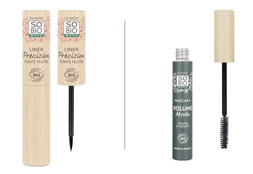 Eyeliner et mascara noir volume absolu pour un maquillage des yeux bio longue tenue