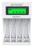 Envie ECR 11 MC SprintX Ultra Fast Charger for Rechargeable Batteries AA & AAA Multiport Camera Charger with Detachable Cable (White)
